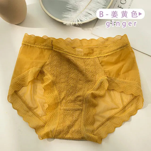 Cotton Underwear Sexy Lace Panties Fashion Transparent Mesh Briefs Mid Waist Seamless Underpants Female Sexy Lingerie - Hot Trends