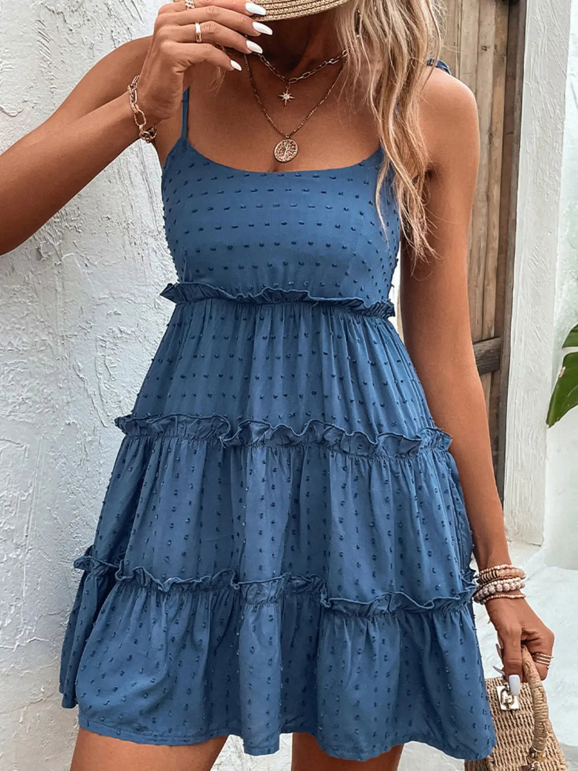 Frill Spaghetti Strap Tiered Dress  Hot Trends