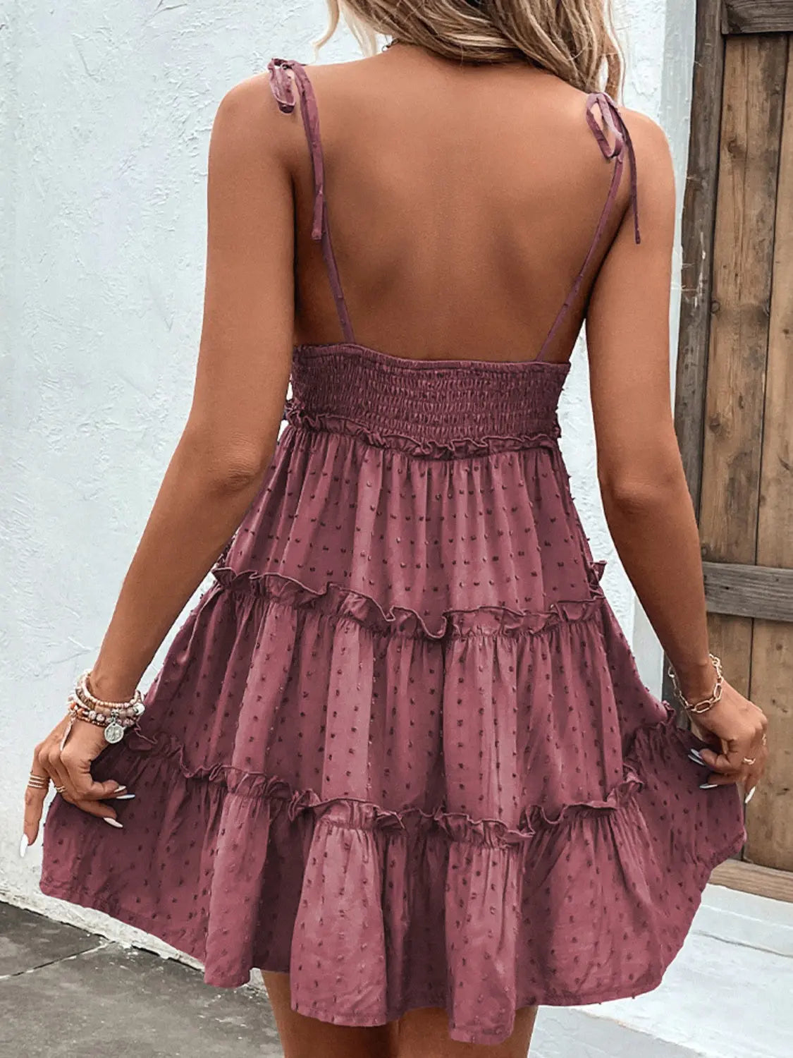 Frill Spaghetti Strap Tiered Dress  Hot Trends