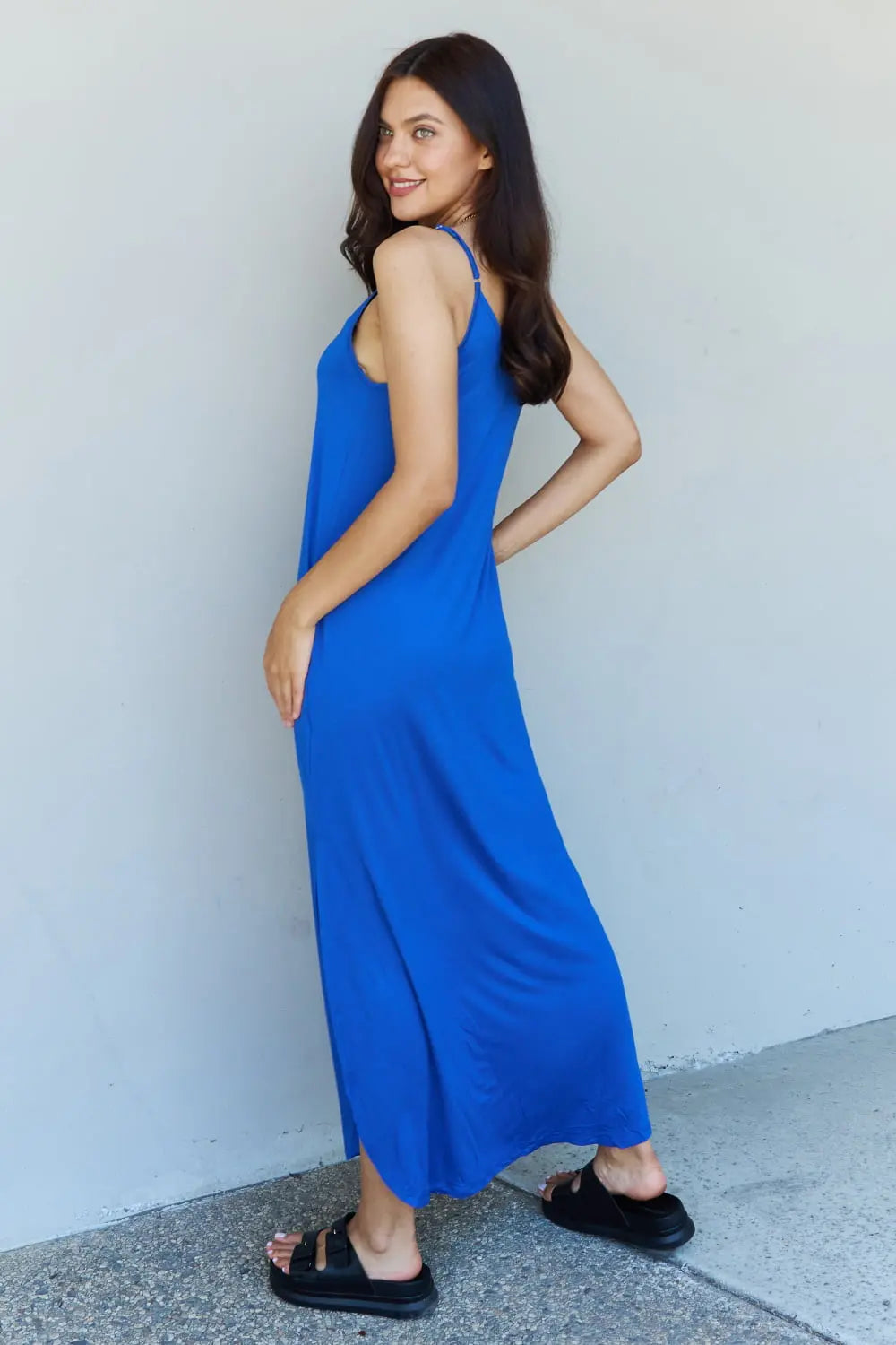 Ninexis Good Energy Full Size Cami Side Slit Maxi Dress in Royal Blue - Hot Trends