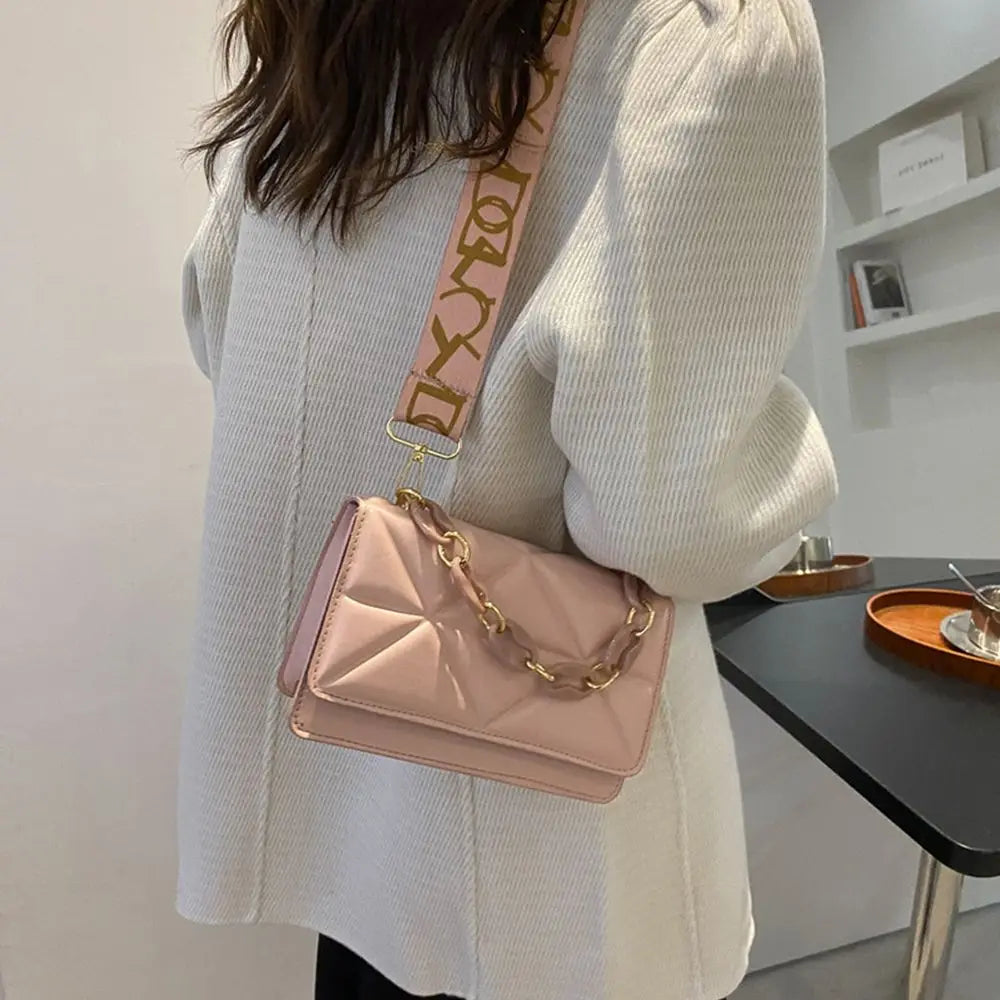Winter Large Shoulder Bags for Women Stone Pattern PU Leather Crossbody Bags Brand Pink Tote Handbags Chains Shopper Clutch Purse  Hot Trends