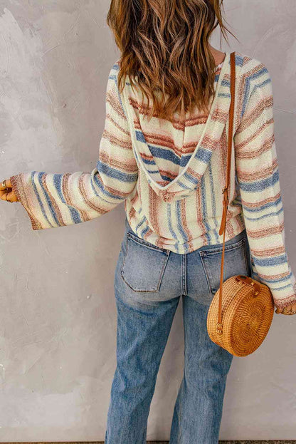 Striped Hooded Sweater with Kangaroo Pocket  Hot Trends