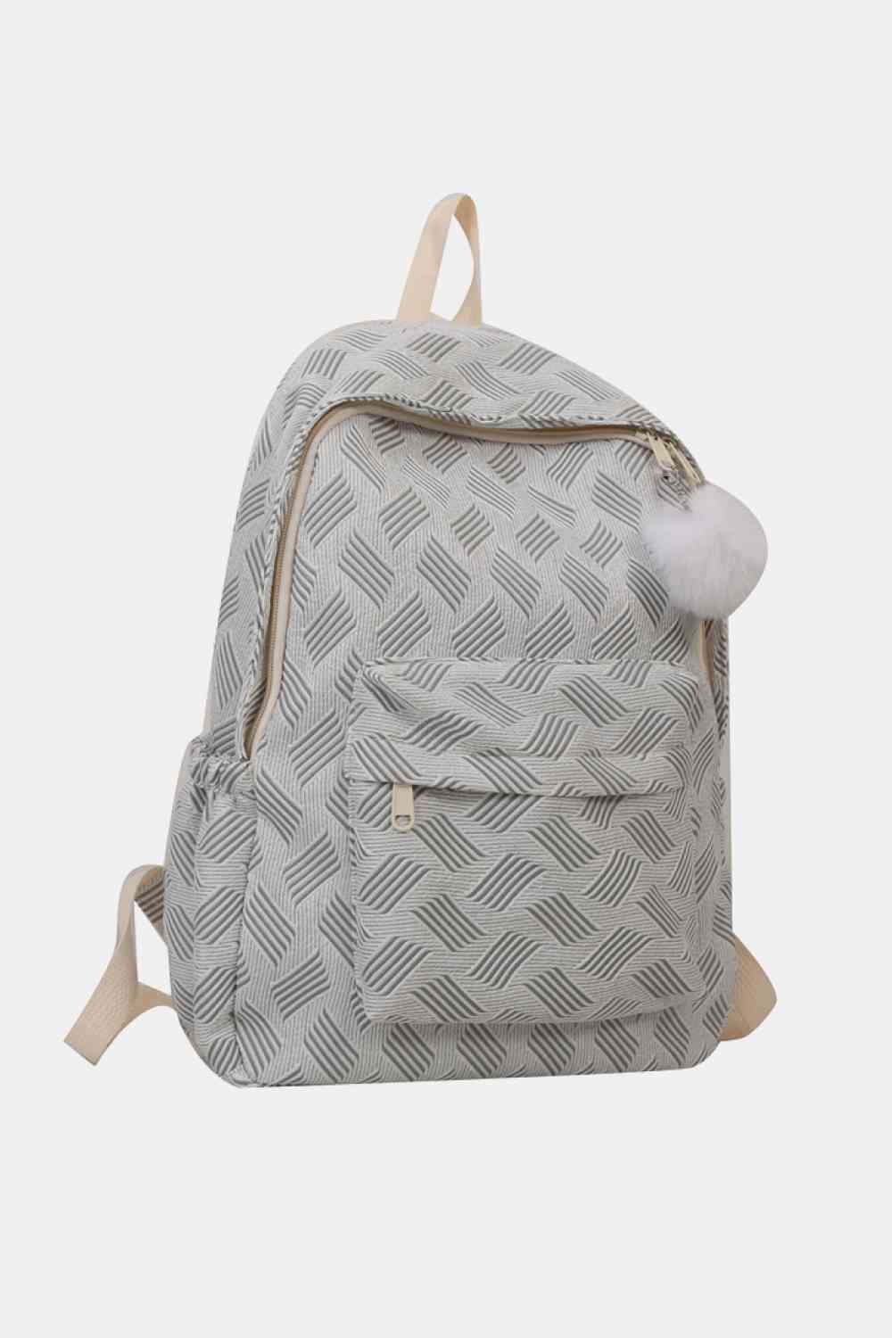 Printed Polyester Large Backpack (Fluffy Ball Included)  Hot Trends