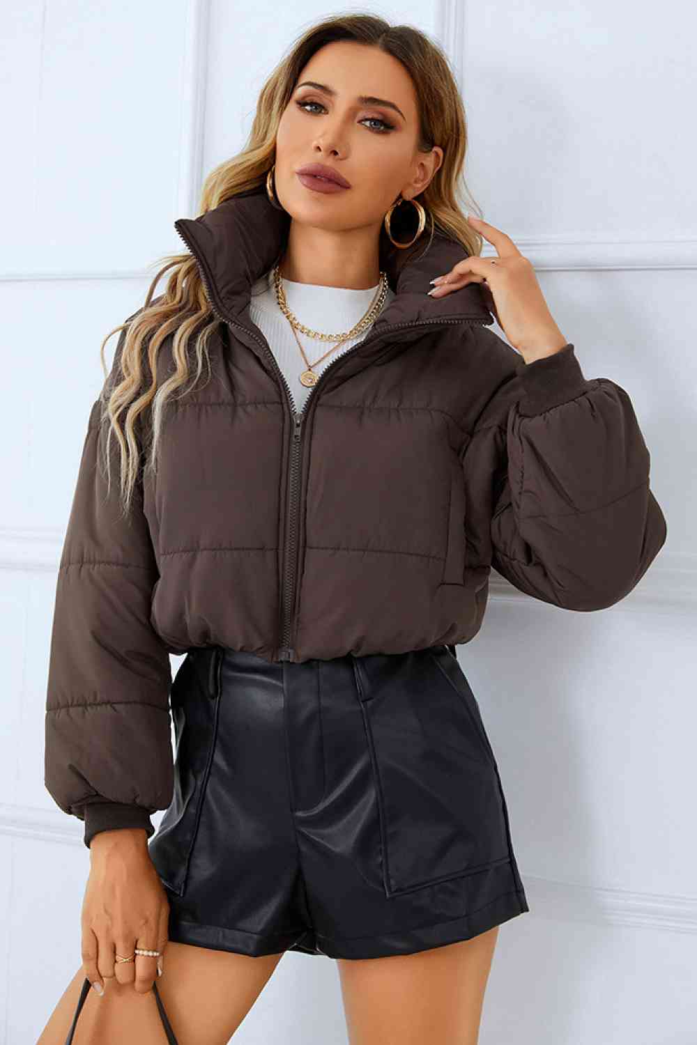 Zip-Up Winter Coat with Pockets  Hot Trends