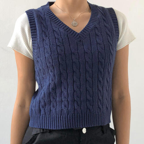 Cable-knit V-Neck Sweater Vest  Hot Trends