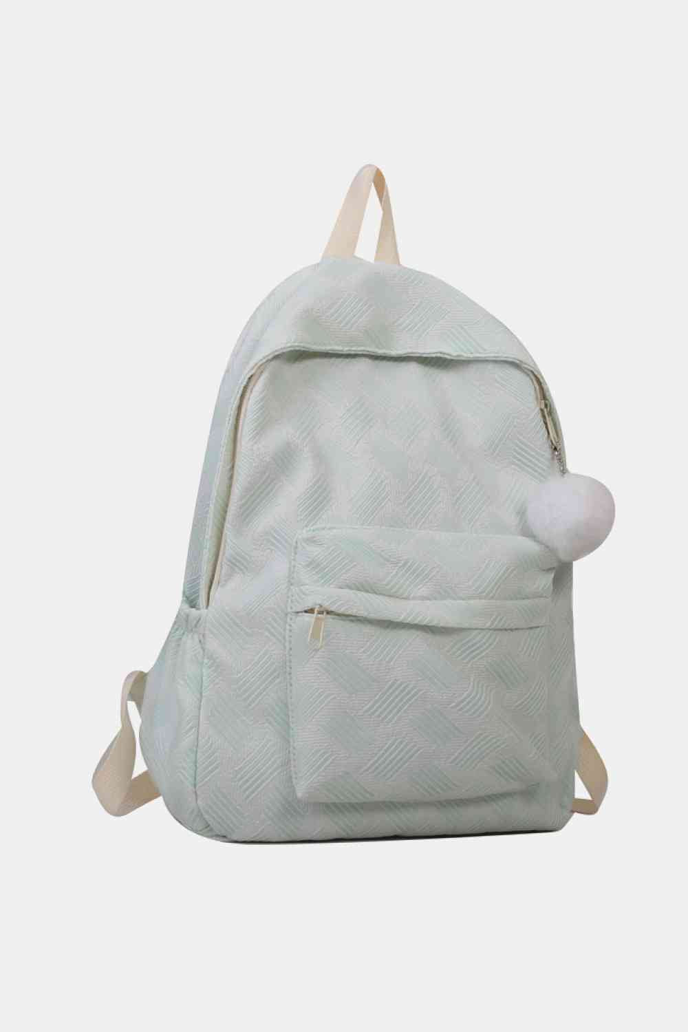 Printed Polyester Large Backpack (Fluffy Ball Included)  Hot Trends