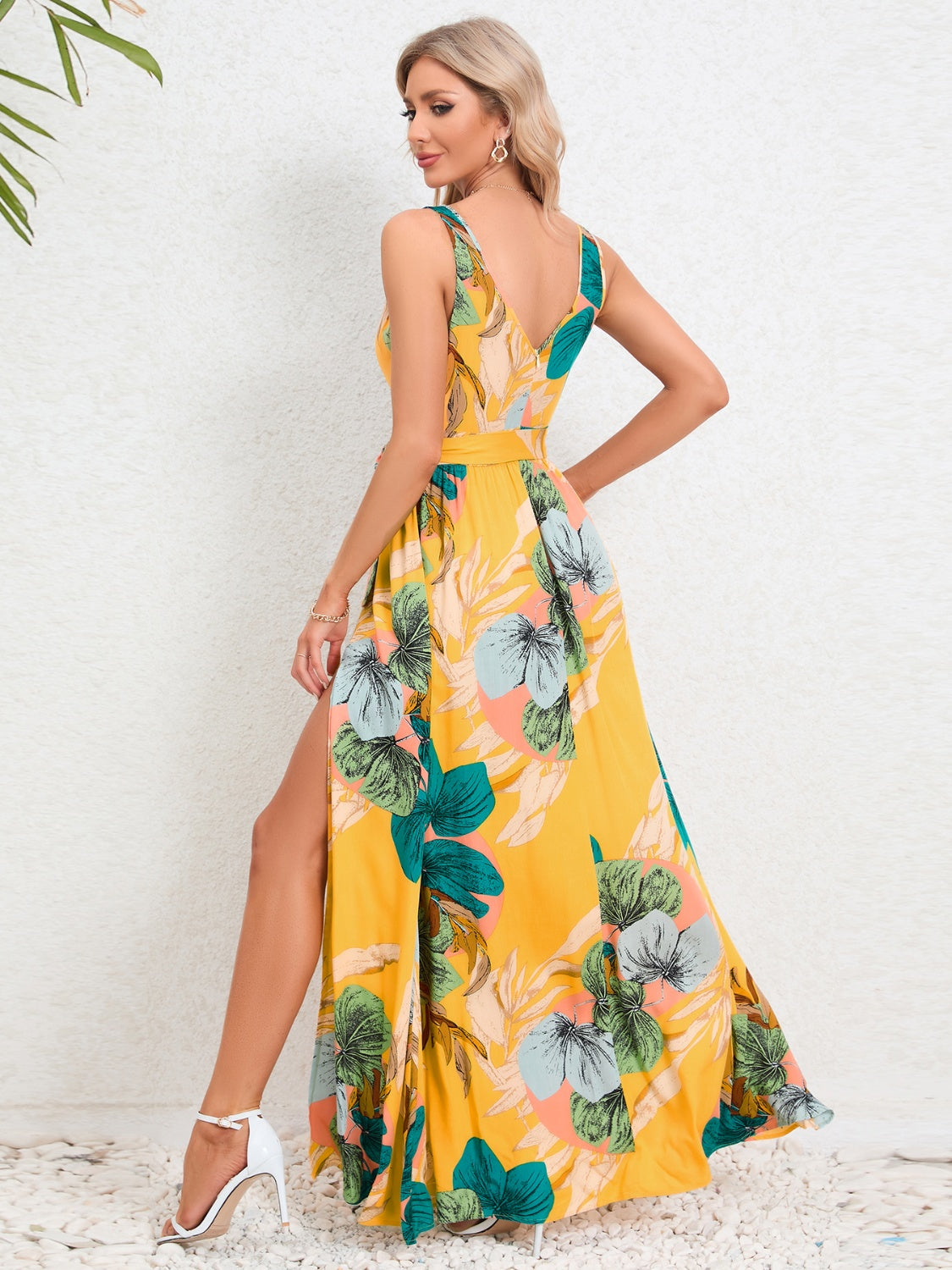 Slit Tied Printed Surplice Dress  Hot Trends