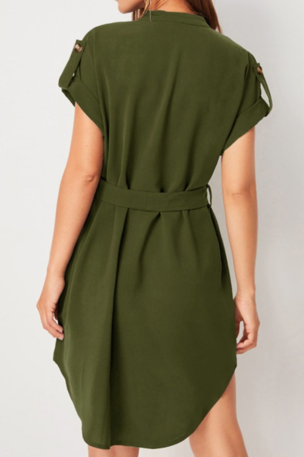 Tied Notched Short Sleeve Dress  Hot Trends