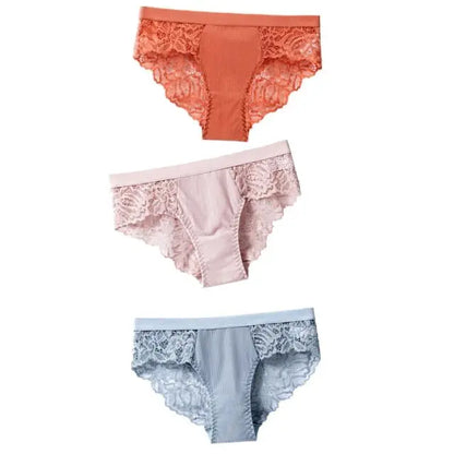 3 Pcs Cotton Panty Briefs Lace Panties Women Underwear - Hot Trends