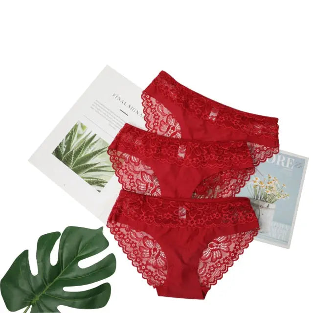 Panties for Woman Lace Breathable Female Underwear Panty Transparent Brief  Girl Underpants Set M-XXL 3 Pcs/lot Dropshipping