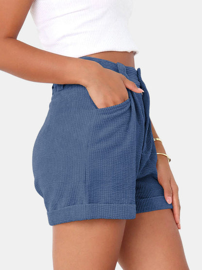 Full Size High Waist Shorts with Pockets  Hot Trends