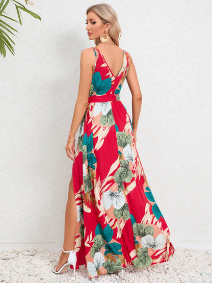 Slit Tied Printed Surplice Dress  Hot Trends