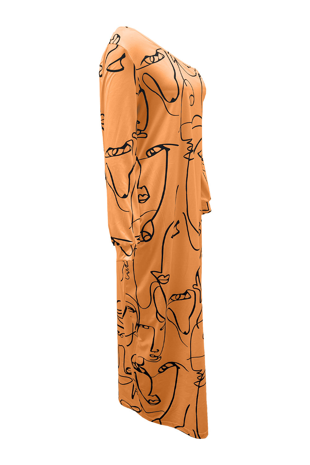 Printed Single Shoulder Lantern Sleeve Maxi Dress  Hot Trends