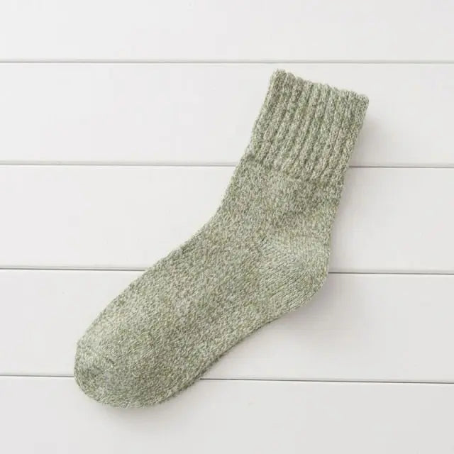 Classic Simple Winter Wool Thick Warm Breathable Elastic Force Casual Mid Socks For Female - Hot Trends