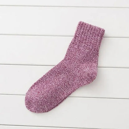 Classic Simple Winter Wool Thick Warm Breathable Elastic Force Casual Mid Socks For Female - Hot Trends