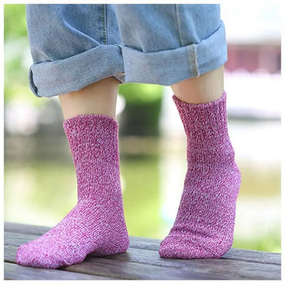 Classic Simple Winter Wool Thick Warm Breathable Elastic Force Casual Mid Socks For Female - Hot Trends