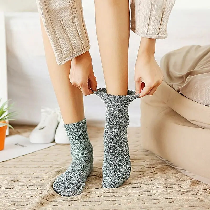 Classic Simple Winter Wool Thick Warm Breathable Elastic Force Casual Mid Socks For Female - Hot Trends