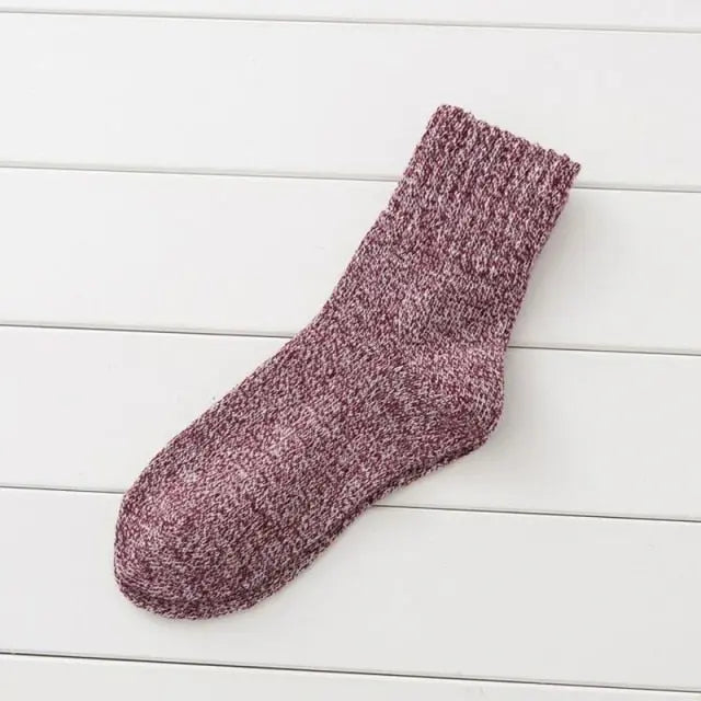 Classic Simple Winter Wool Thick Warm Breathable Elastic Force Casual Mid Socks For Female - Hot Trends