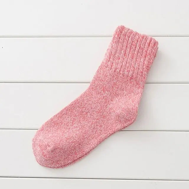 Classic Simple Winter Wool Thick Warm Breathable Elastic Force Casual Mid Socks For Female - Hot Trends