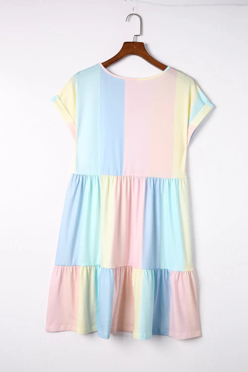 Color Block V-Neck Short Sleeve Mini Dress  Hot Trends