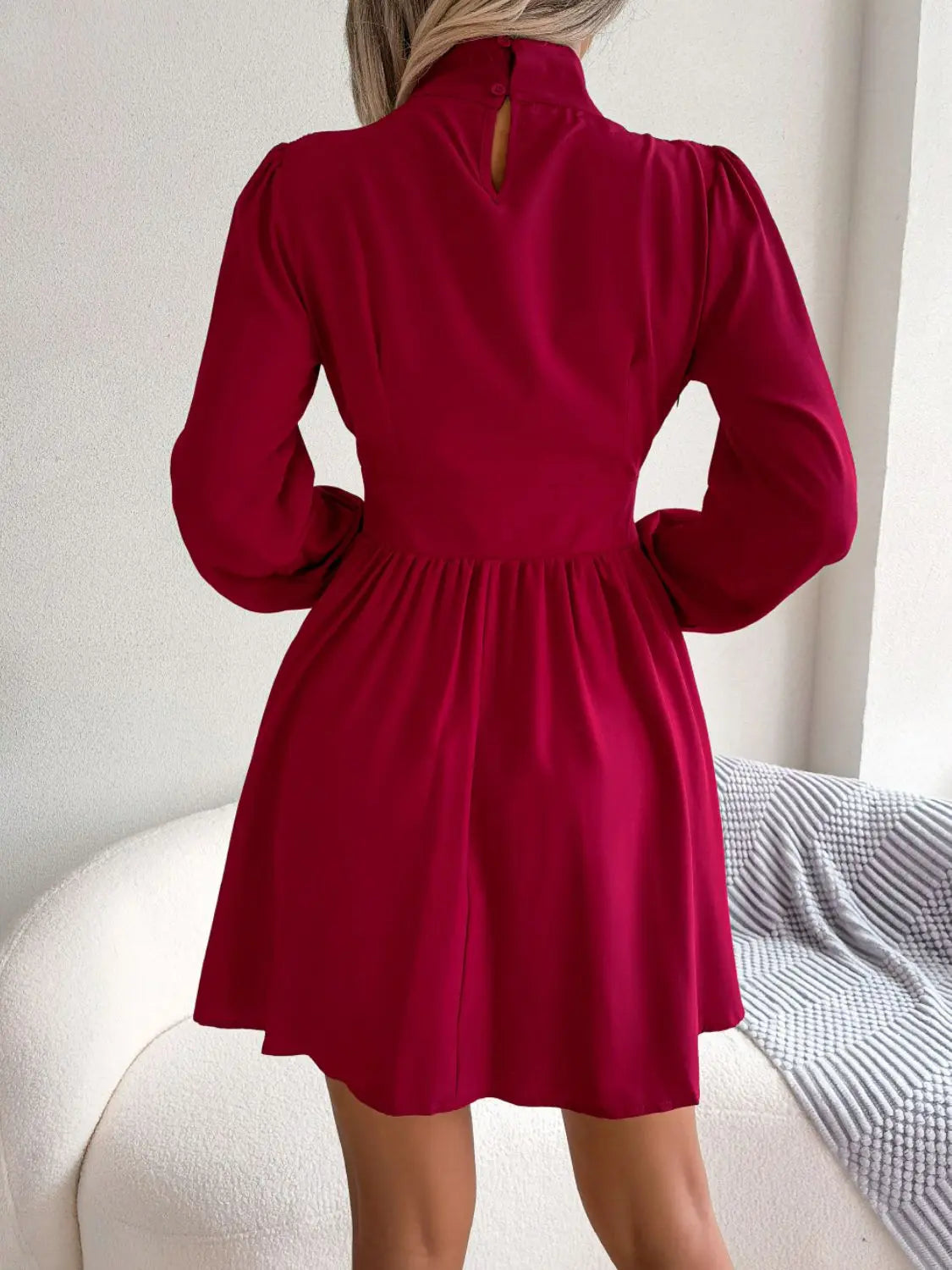 Cutout Turtleneck A-Line Mini Dress - Hot Trends