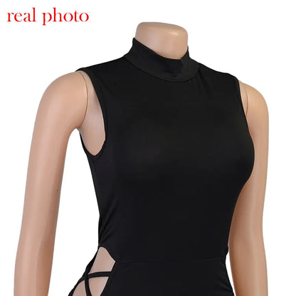 Elegant Black Sleeveless Bandage Sexy Dress for Women Club Party Backless Tank Dresses - Hot Trends