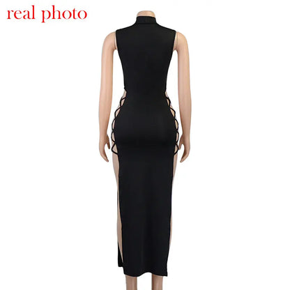 Elegant Black Sleeveless Bandage Sexy Dress for Women Club Party Backless Tank Dresses - Hot Trends