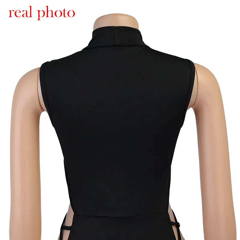 Elegant Black Sleeveless Bandage Sexy Dress for Women Club Party Backless Tank Dresses - Hot Trends