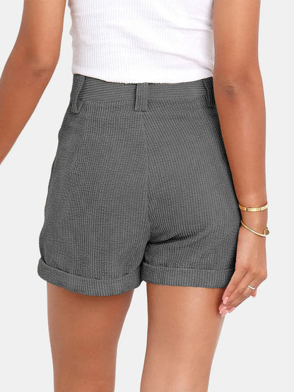 Full Size High Waist Shorts with Pockets  Hot Trends