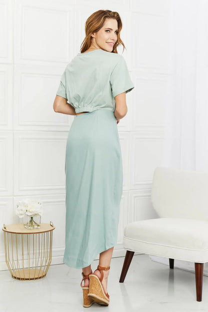 HEYSON Make It Work Cut-Out Midi Dress in Mint - Hot Trends