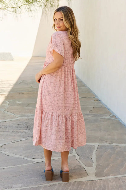 HEYSON Spring Baby Full Size Kimono Sleeve Midi Dress in Peach - Hot Trends