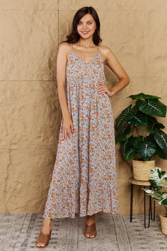 HEYSON Take Your Chances Full Size Floral Halter Neck Maxi Dress - Hot Trends