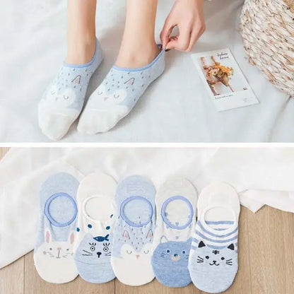 5 Pairs/Lot summer Casual Cute women Socks animal Cartoon Mouse Duck Cotton socks - Hot Trends