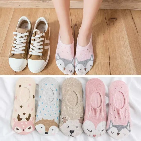5 Pairs/Lot summer Casual Cute women Socks animal Cartoon Mouse Duck Cotton socks - Hot Trends