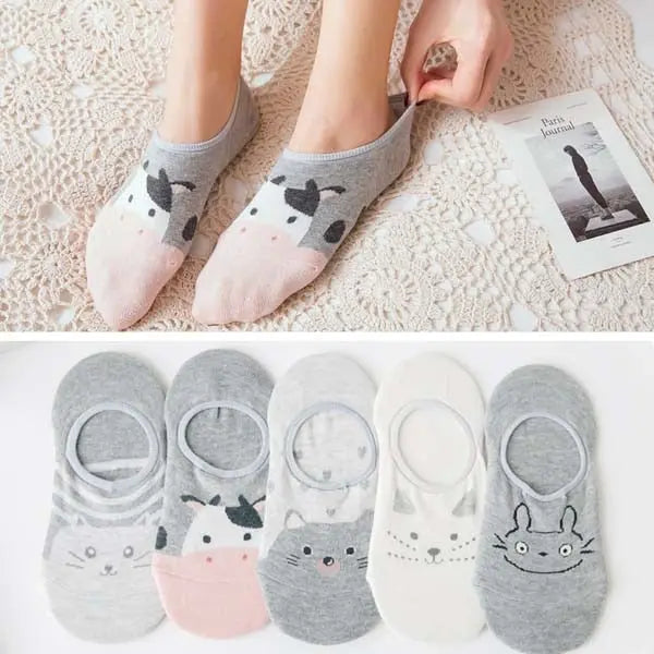 5 Pairs/Lot summer Casual Cute women Socks animal Cartoon Mouse Duck Cotton socks - Hot Trends