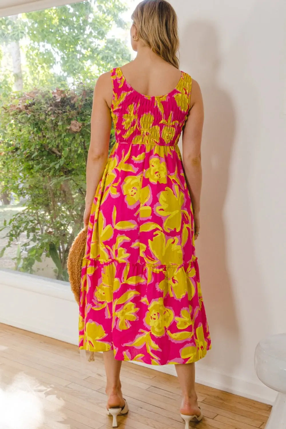 ODDI Full Size Floral Smocked Ruffled Midi Dress  Hot Trends