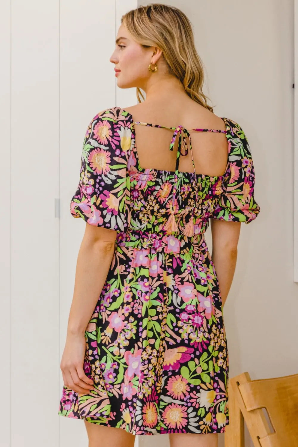 ODDI Full Size Floral Tie-Back Mini Dress  Hot Trends