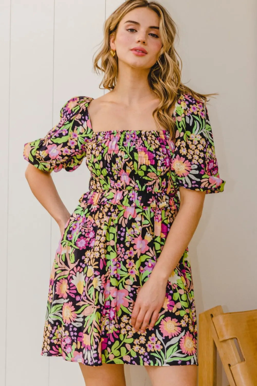 ODDI Full Size Floral Tie-Back Mini Dress  Hot Trends