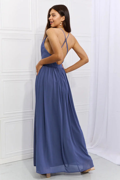 OneTheLand Captivating Muse Open Crossback Maxi Dress - Hot Trends