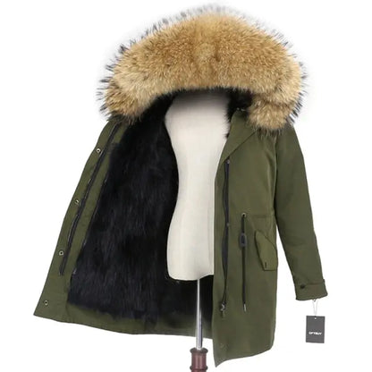 Real Fur Coat Winter Jacket Women Long Parka Waterproof Big Natural Fur Collar Hood Thick Warm Real Fur Liner - Hot Trends