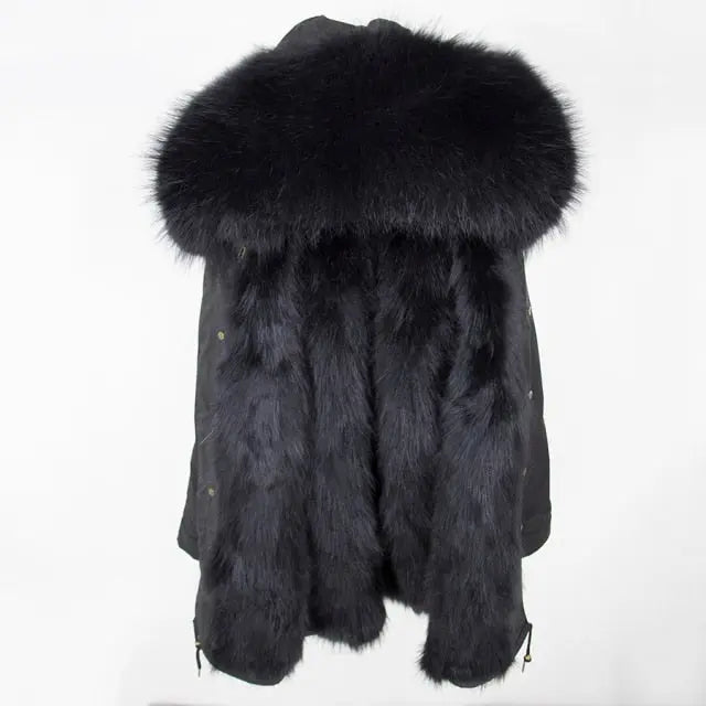 Real Fur Coat Winter Jacket Women Long Parka Waterproof Big Natural Fur Collar Hood Thick Warm Real Fur Liner - Hot Trends