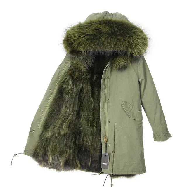 Real Fur Coat Winter Jacket Women Long Parka Waterproof Big Natural Fur Collar Hood Thick Warm Real Fur Liner - Hot Trends