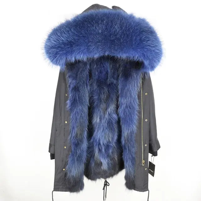 Real Fur Coat Winter Jacket Women Long Parka Waterproof Big Natural Fur Collar Hood Thick Warm Real Fur Liner - Hot Trends