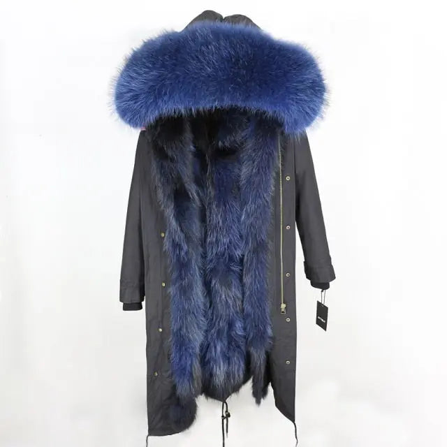 Real Fur Coat Winter Jacket Women Long Parka Waterproof Big Natural Fur Collar Hood Thick Warm Real Fur Liner - Hot Trends