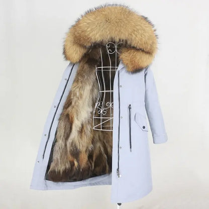 Real Fur Coat Winter Jacket Women Long Parka Waterproof Big Natural Fur Collar Hood Thick Warm Real Fur Liner - Hot Trends