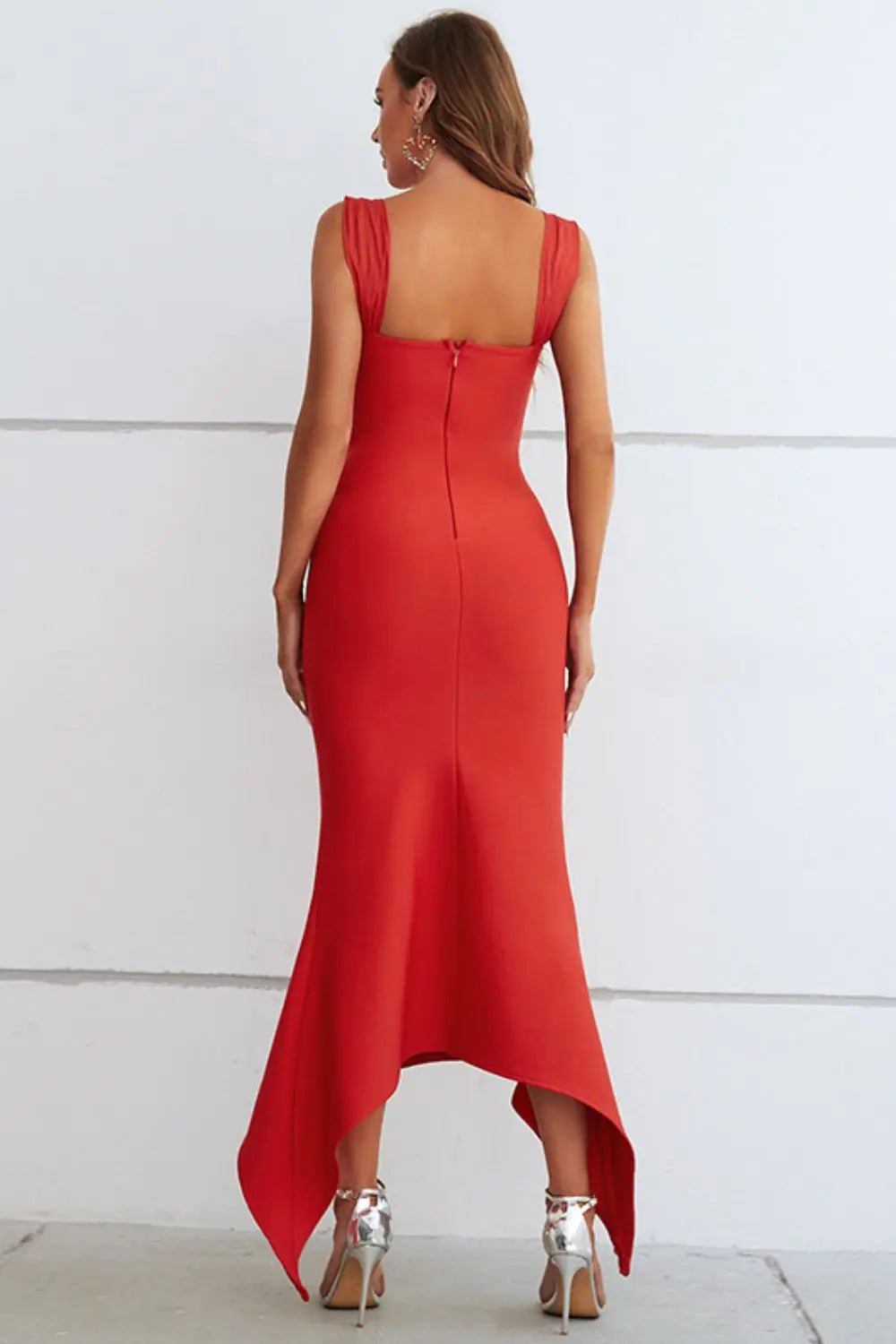 Ruched Sweetheart Neck Hem Detail Dress - Hot Trends