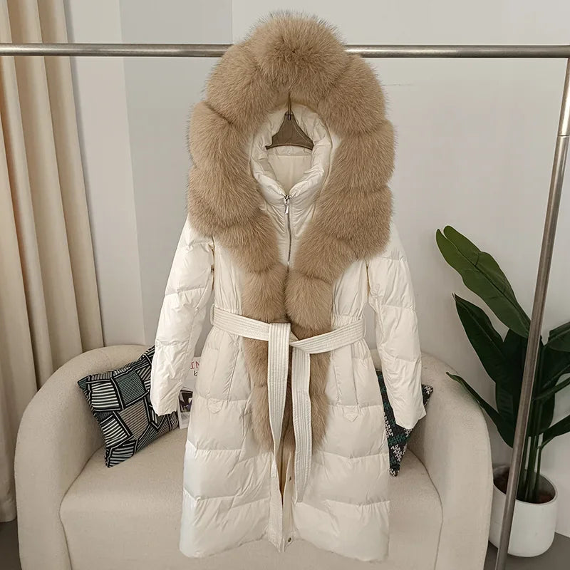 Real Fox Fur Collar Winter Women Parka Down Long Jacket – Hot