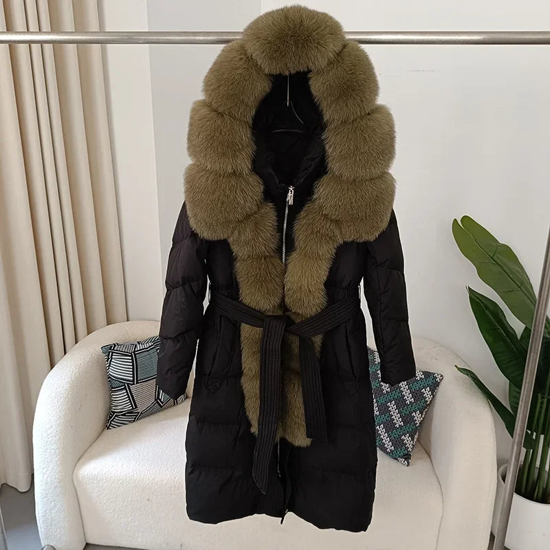 Women's Fall Winter Luxury Natural Fur Coat Ladies Fashion Real