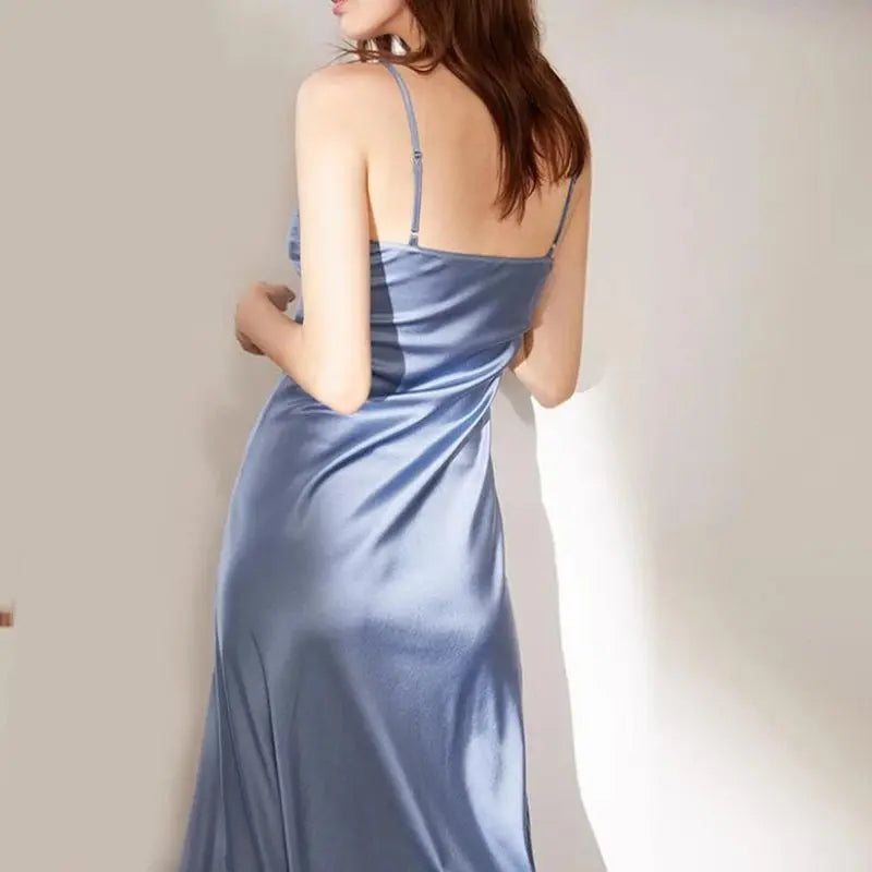 Summer Elegant Women Dress Adjustable Strap Satin Maxi Long Party Dresses - Hot Trends