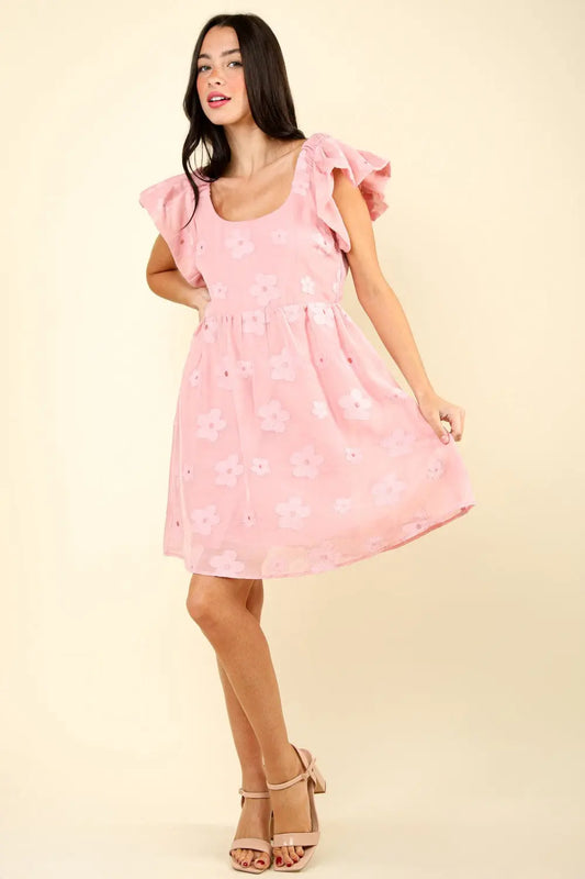 VERY J Flower Embroidered Organza Mini Dress  Hot Trends